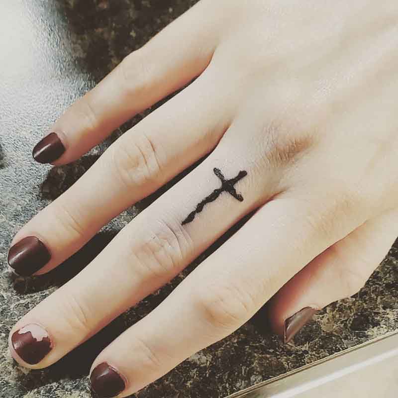 Finger Cross Tattoo 2