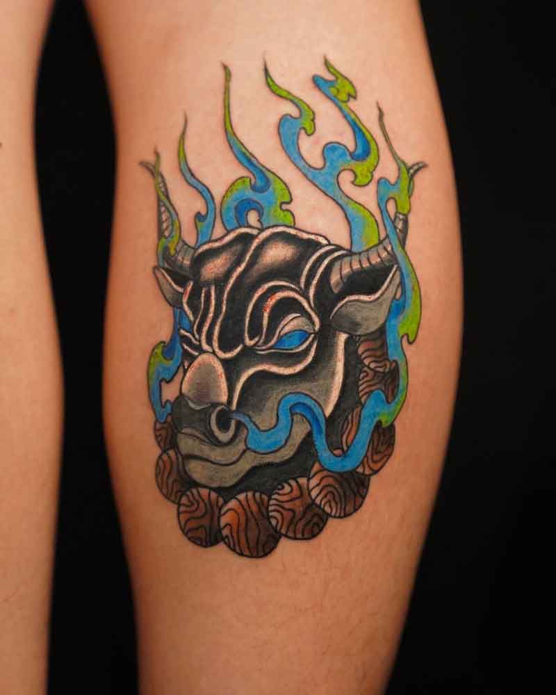 Flaming Bull Tattoo 1