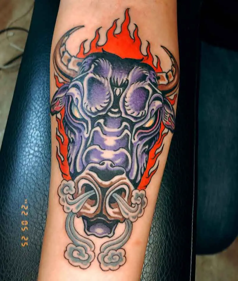 Flaming Bull Tattoo 3