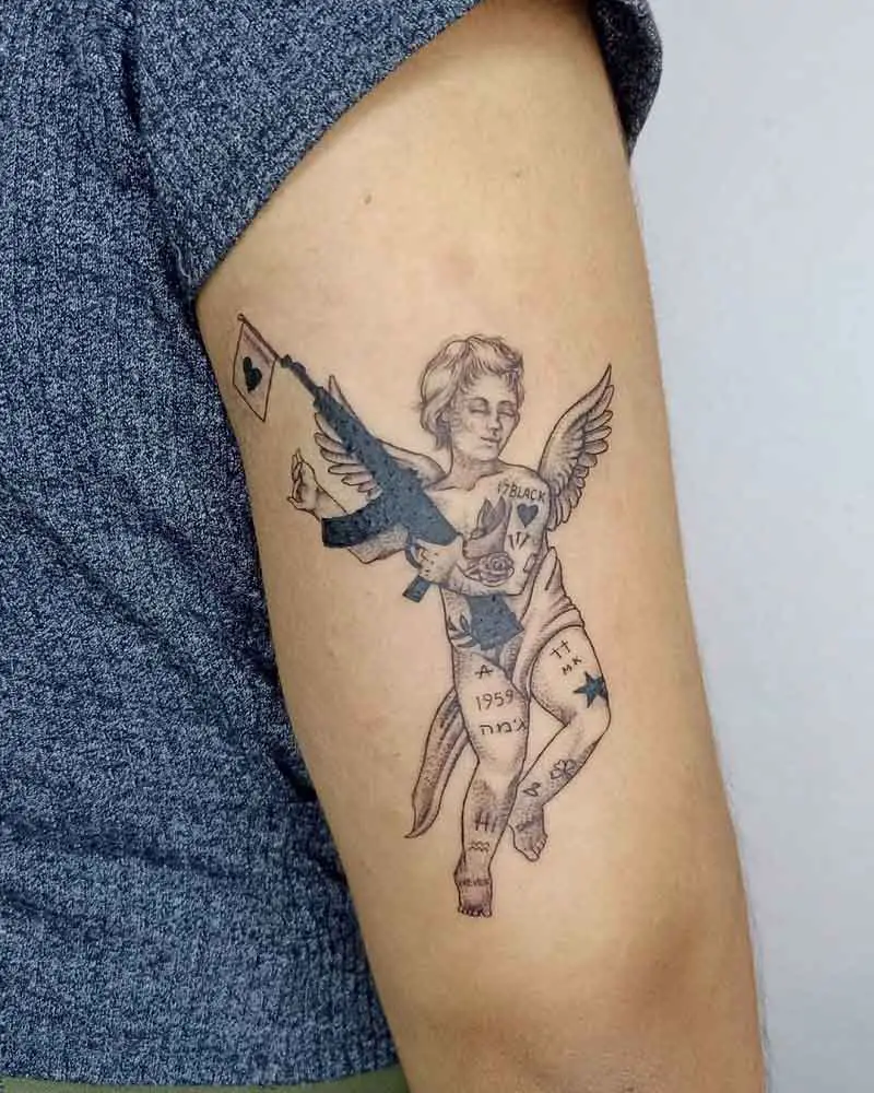 cupid with ak tattoo girlTikTok Search