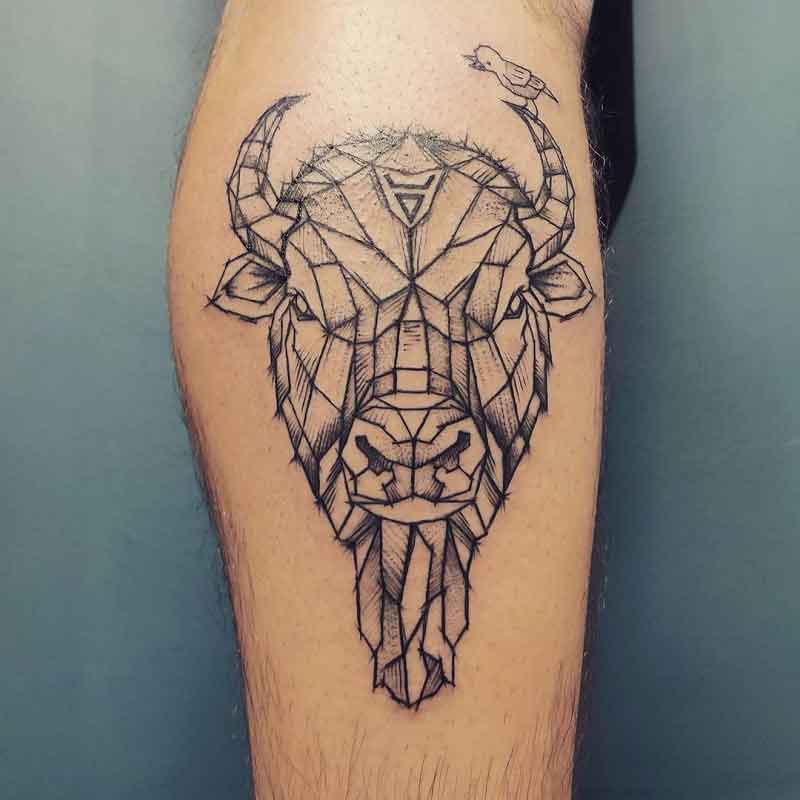Geometric Bison Tattoo 3