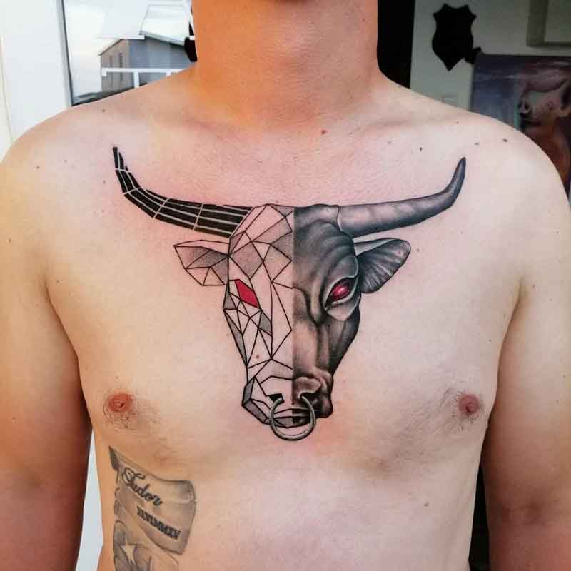 Geometric Bull Tattoo 2