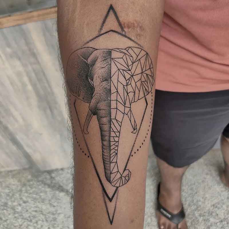 Geometric Elephant Tattoo 1