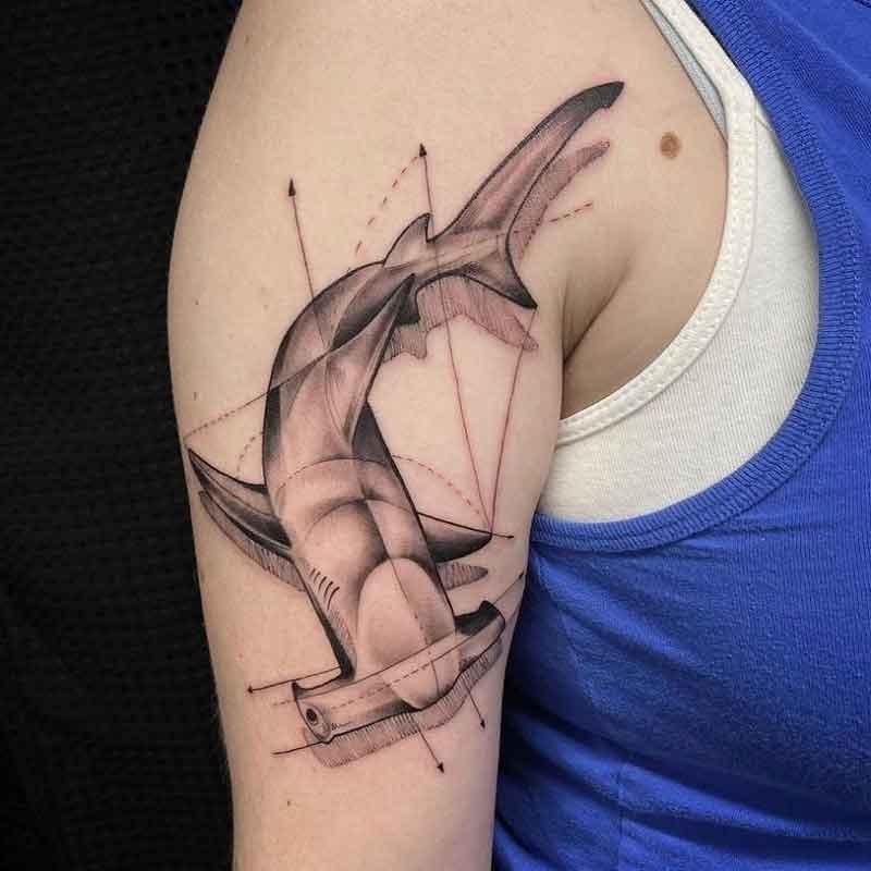 Geometric Hammerhead Shark Tattoo 1
