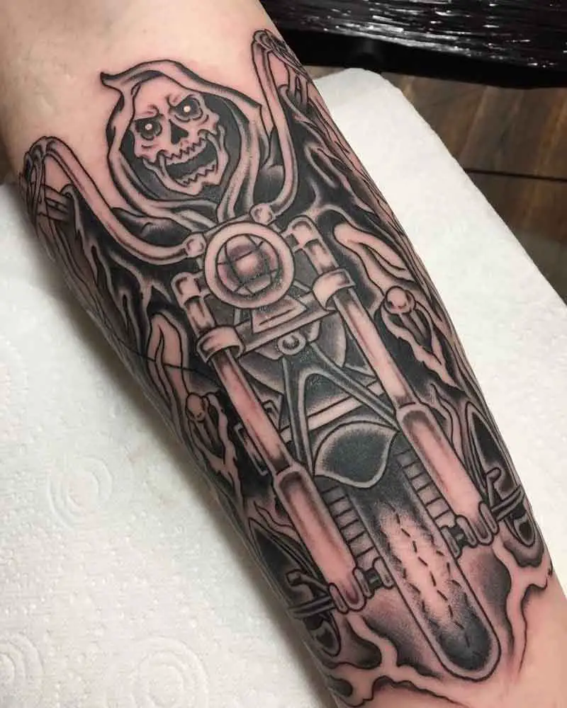 Grim Reaper Riding A Motorcycle Tattoo 3