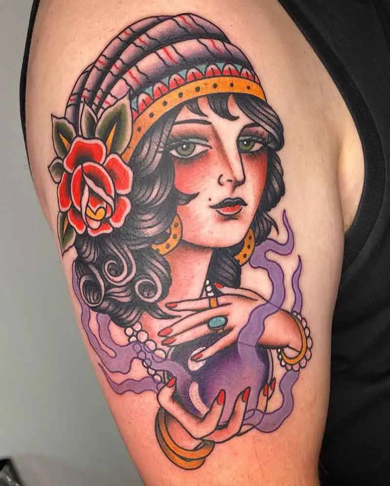 Gypsy Crystal Ball Tattoo 2