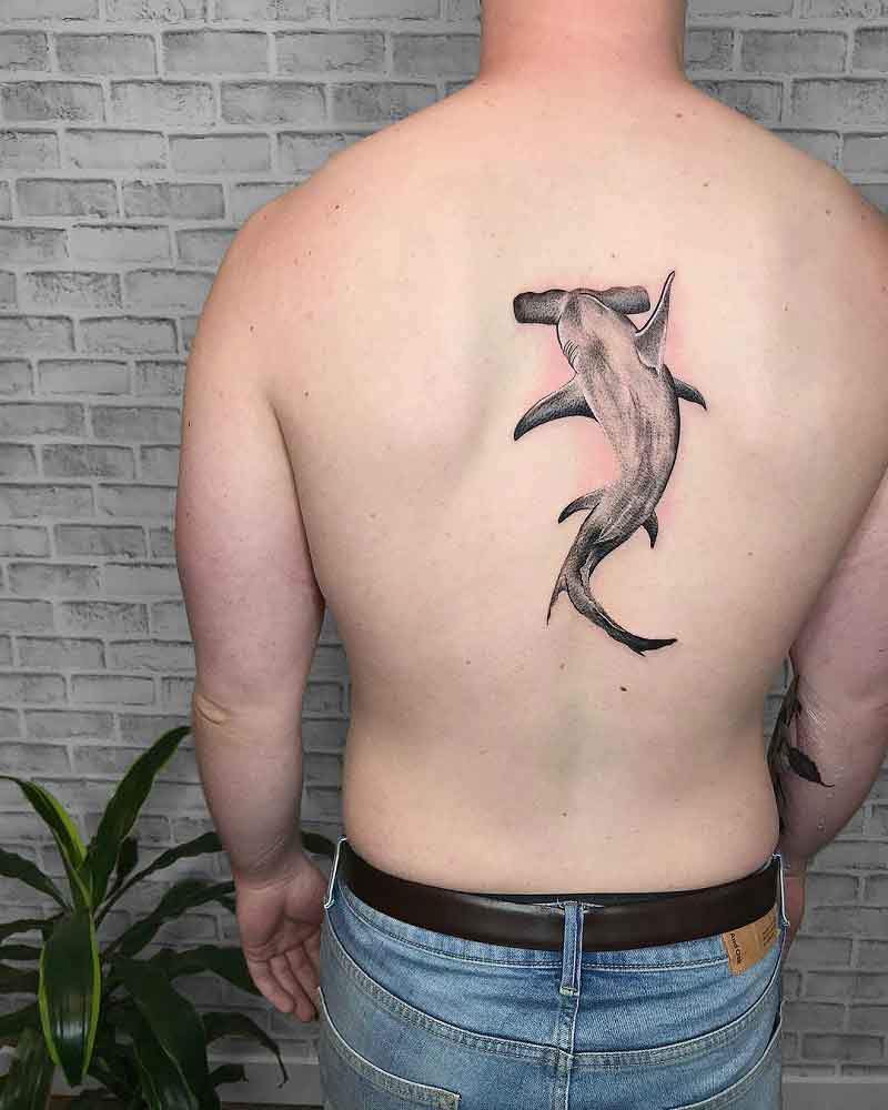 Hammerhead Shark Back Tattoo 1