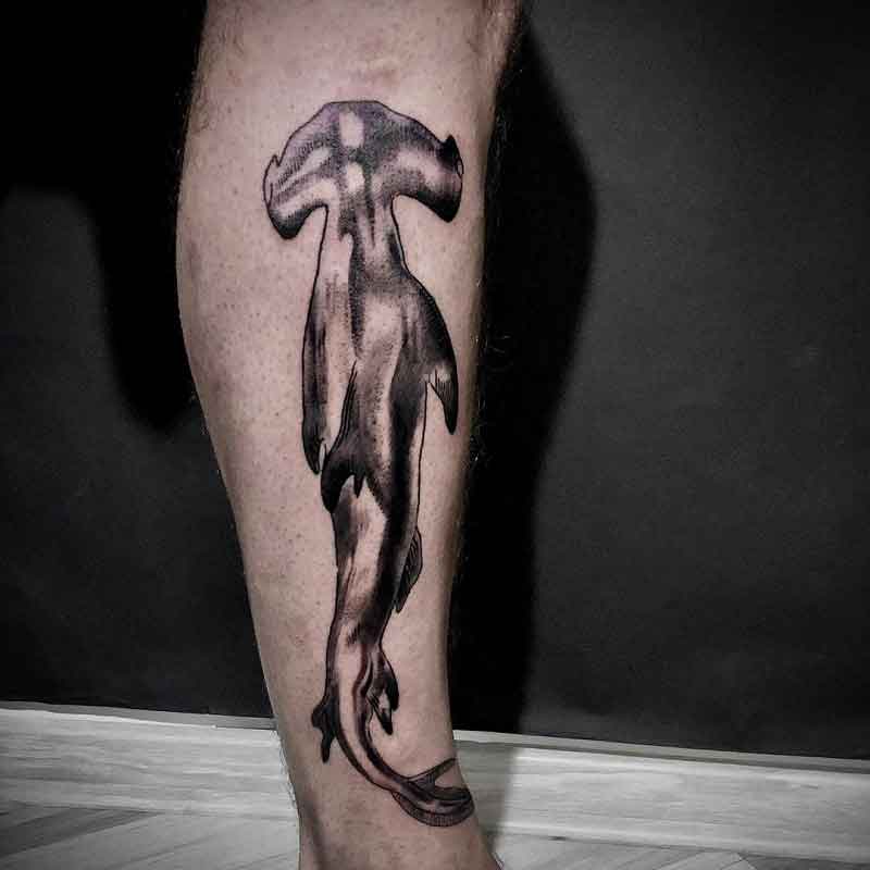 Hammerhead Shark Leg Tattoo 1