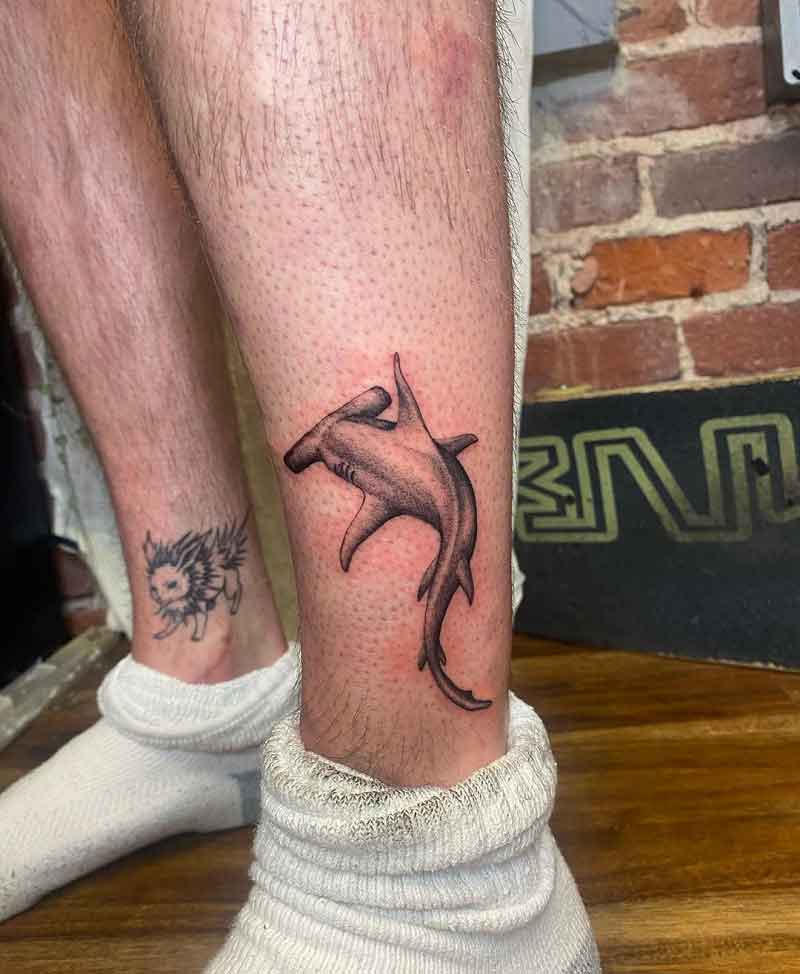 Hammerhead Shark Leg Tattoo 2