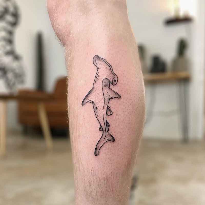 Hammerhead Shark Leg Tattoo 3