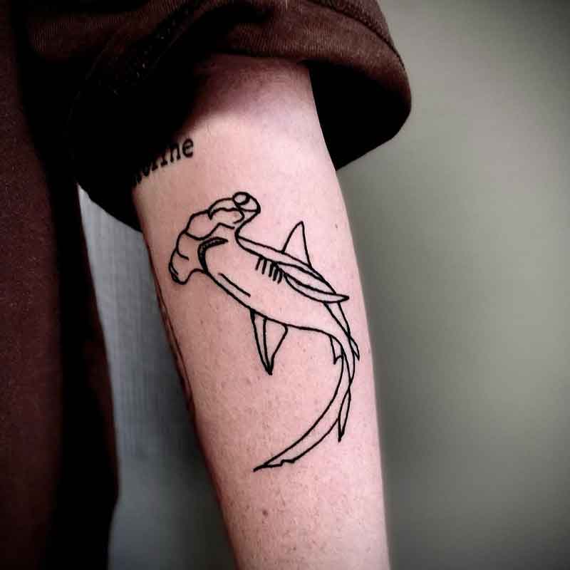 hammerhead shark outline tattoo