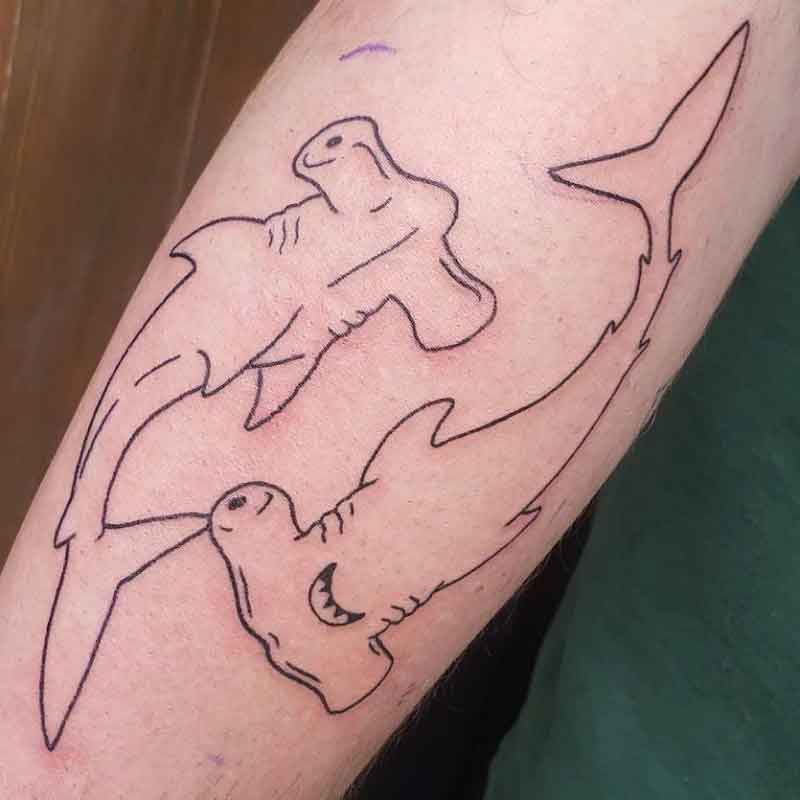 Hammerhead Shark Outline Tattoo 2