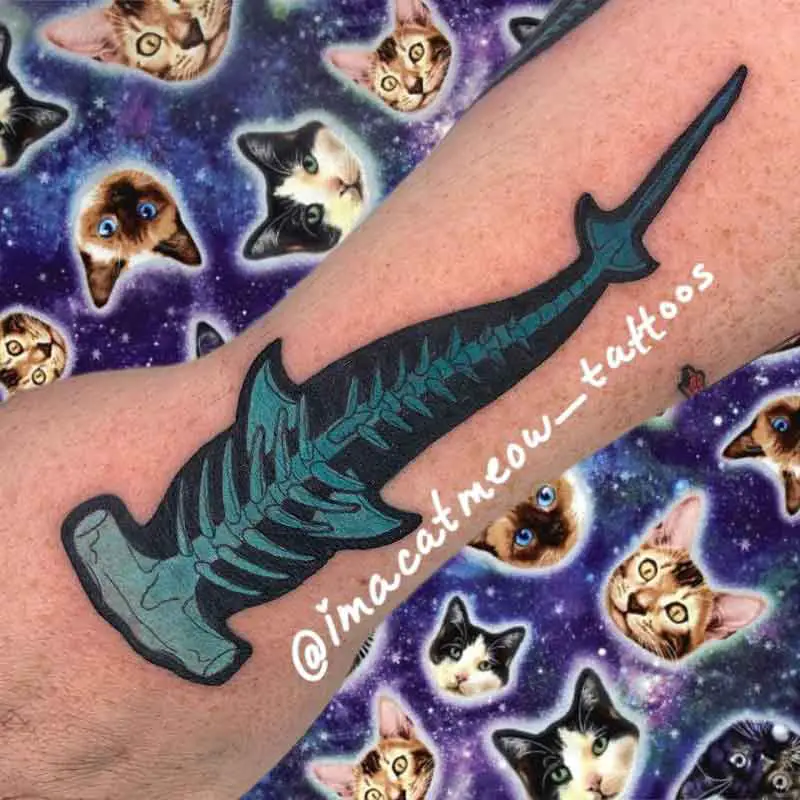 Hammerhead Shark Skeleton Tattoo 3