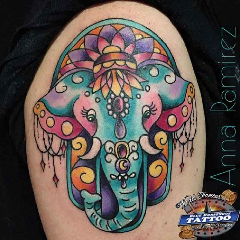Hamsa Elephant Tattoo 2