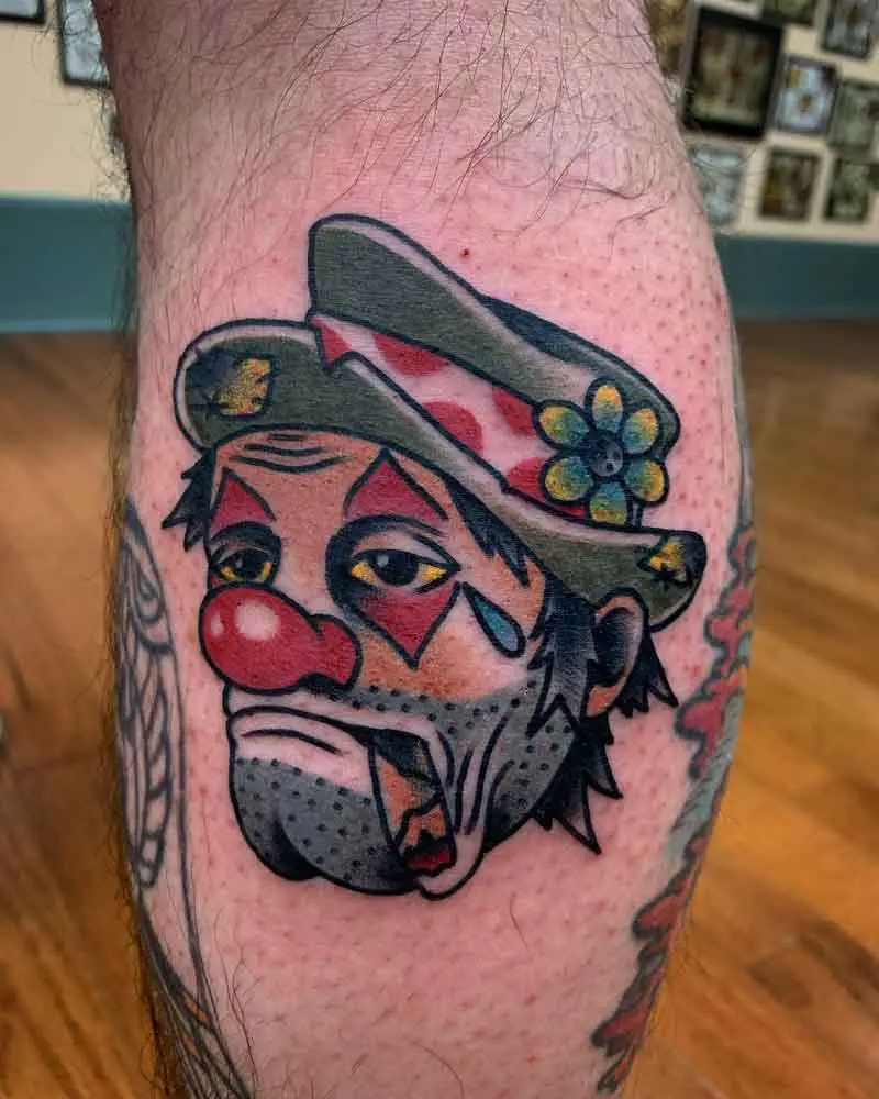 Tattoo uploaded by Tattoodo  Dont cry sad clown by Kat Abdy KatAbdy  color realism realistic neotraditional clown pierrot sadclown cute  portrait face makeup circus tattoooftheday  Tattoodo