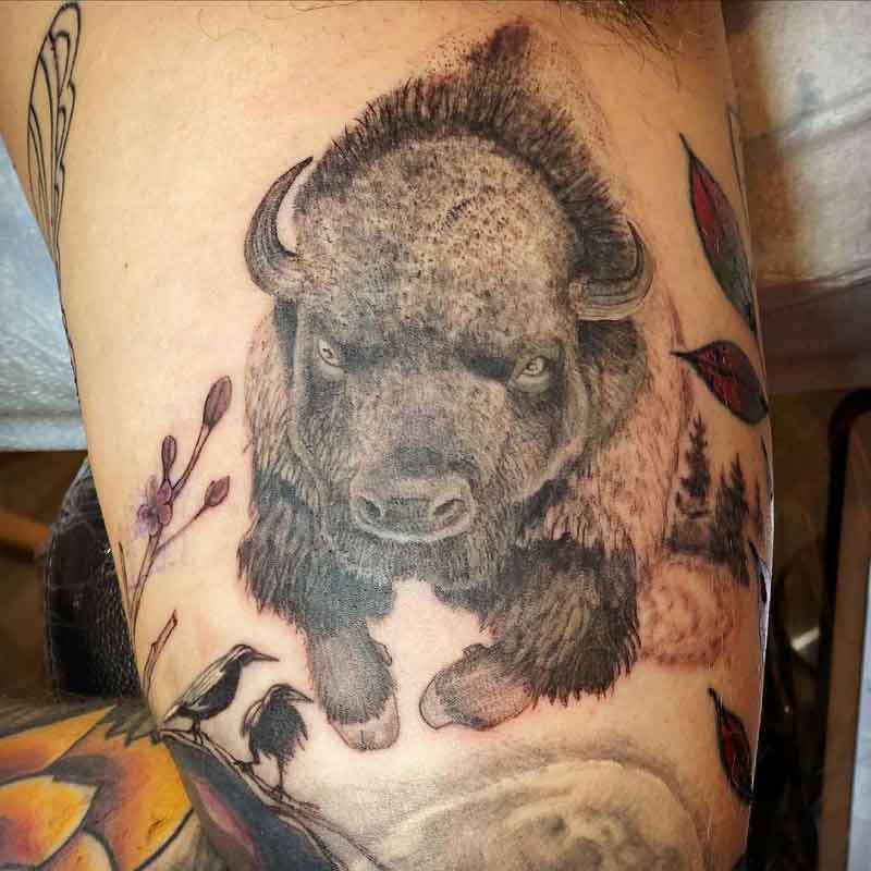 Jumping Bison Tattoo 1