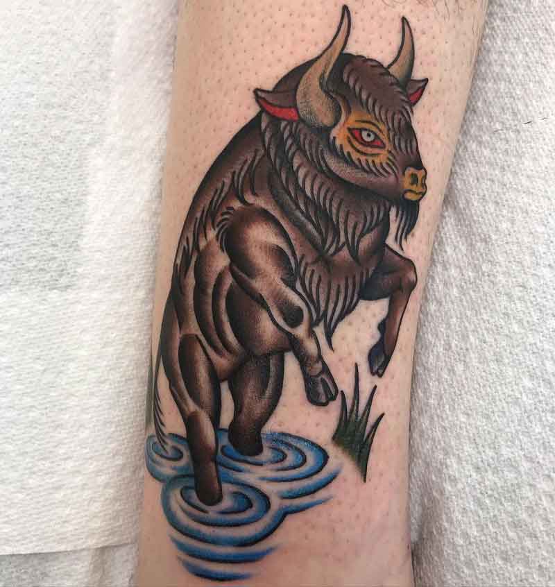 Jumping Bison Tattoo 2