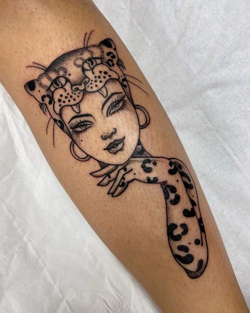 Leopard Face Tattoo 1