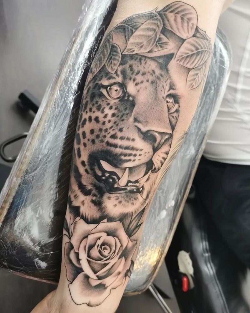 Leopard Flower Tattoo 1