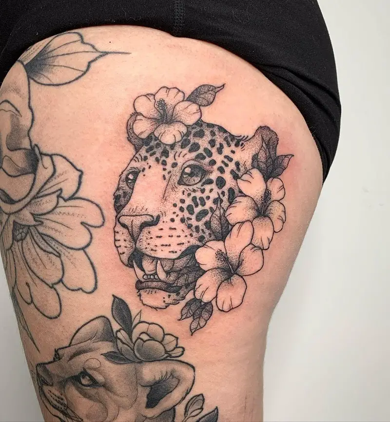 Leopard Thigh Tattoo 1
