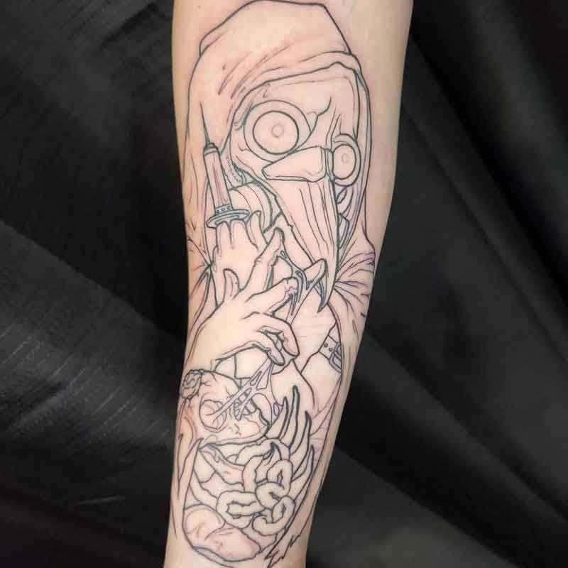 Lines Plague Doctor Tattoo 3
