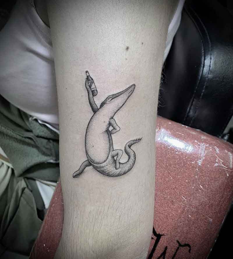 Minimalist Alligator Tattoo 3