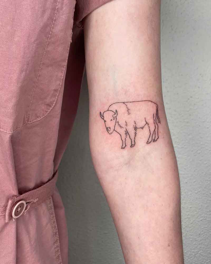 Minimalist Bison Tattoo 1