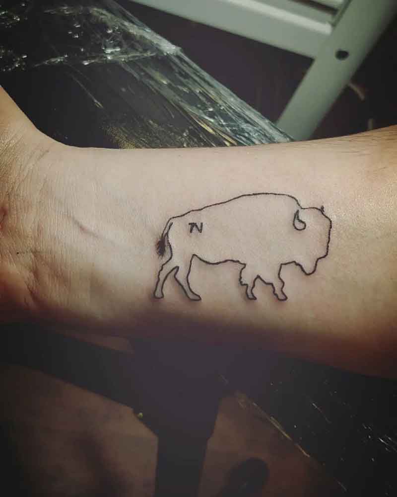 Minimalist Bison Tattoo 2