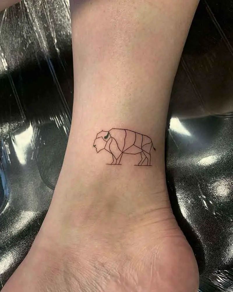 Minimalist Bison Tattoo 3