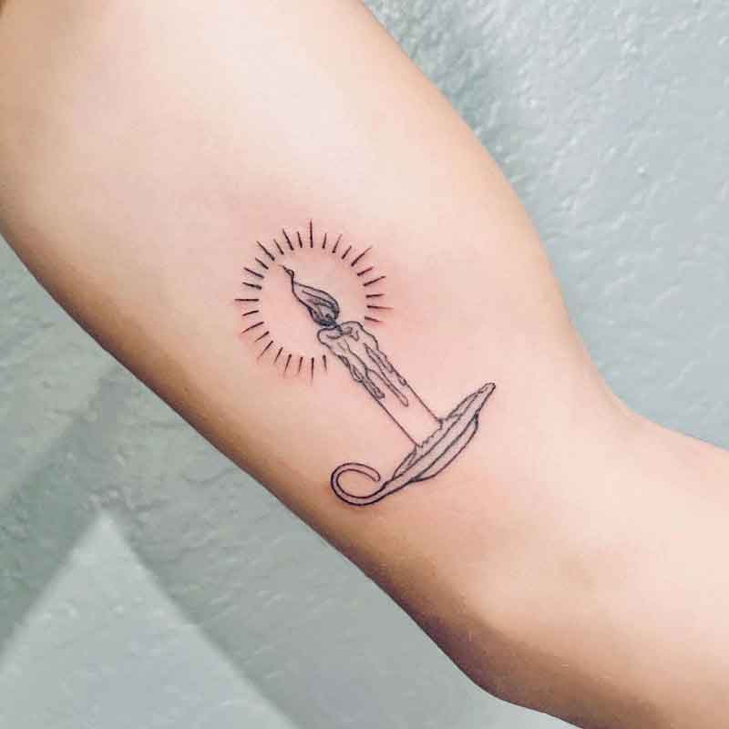 Minimalist Candle Tattoo 2