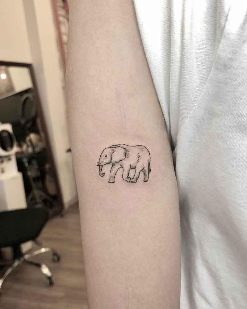 Minimalist Elephant Tattoo 1