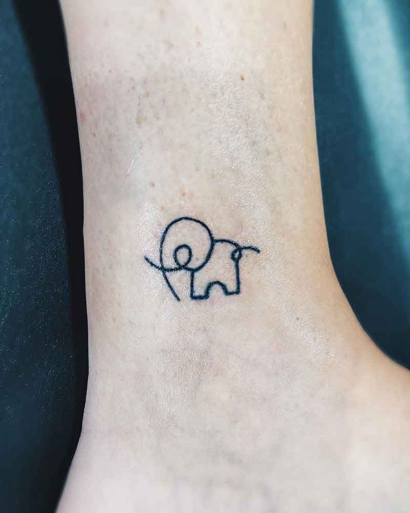 Minimalist Elephant Tattoo 3