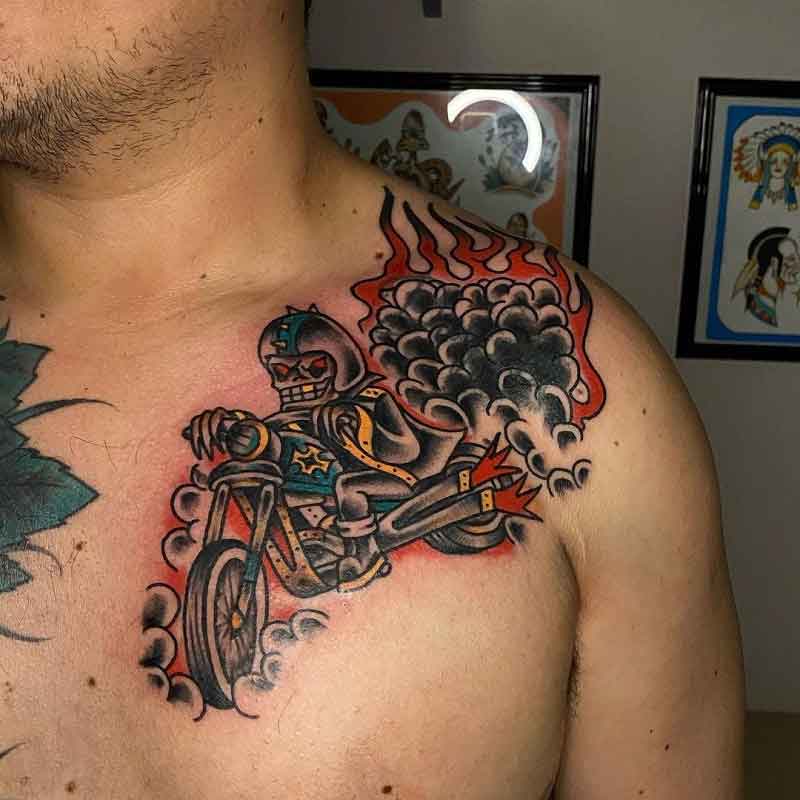 Motorcycle Chest Tattoo 3