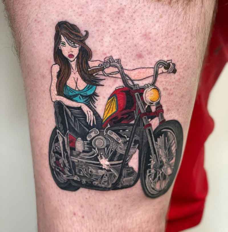 Motorcycle Pin Up Tattoo 1