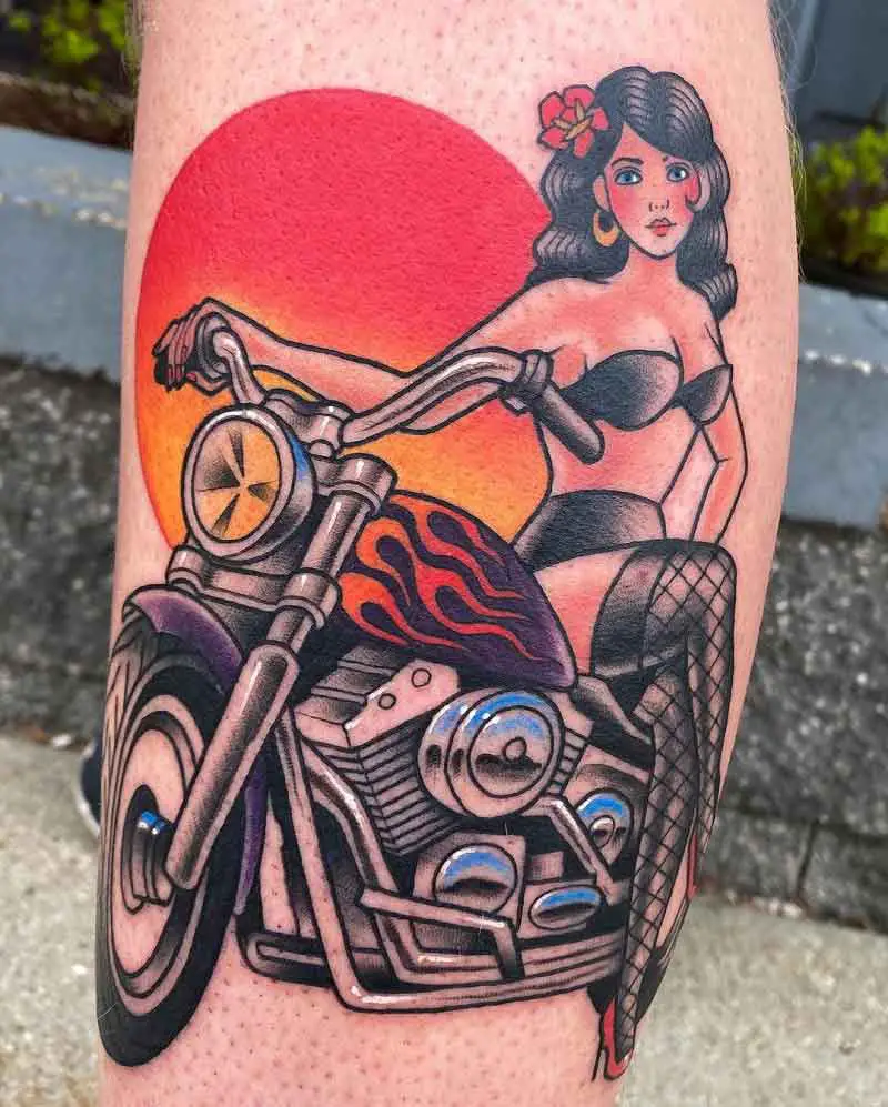 Motorcycle Pin Up Tattoo 3