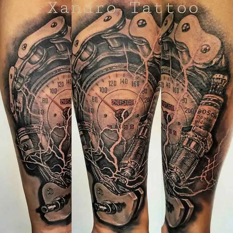 Beautiful Biker Tattoos On Both Sleeves