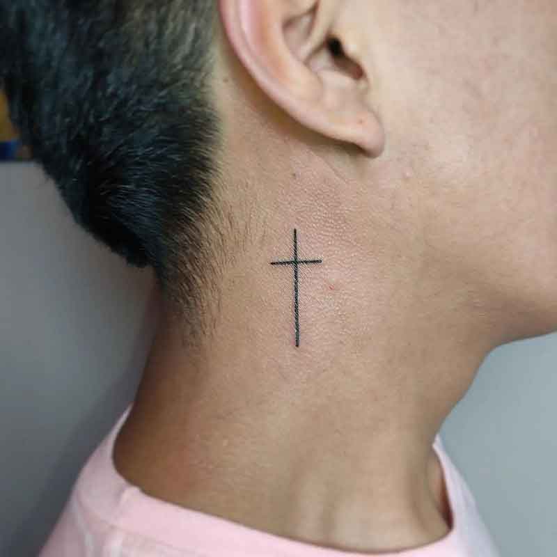 Neck Cross Tattoo 2