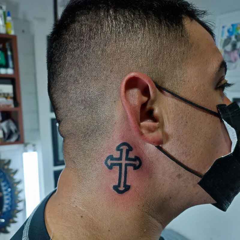 Neck Cross Tattoo 3