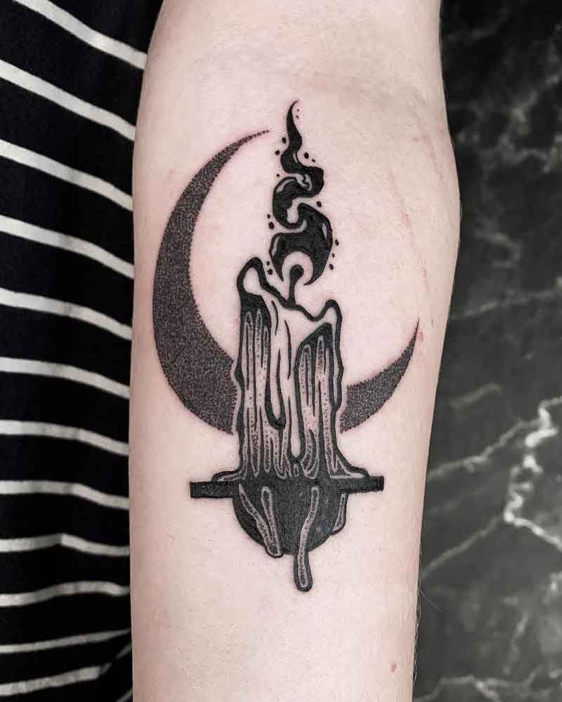 Negative Space Candle Tattoo 1