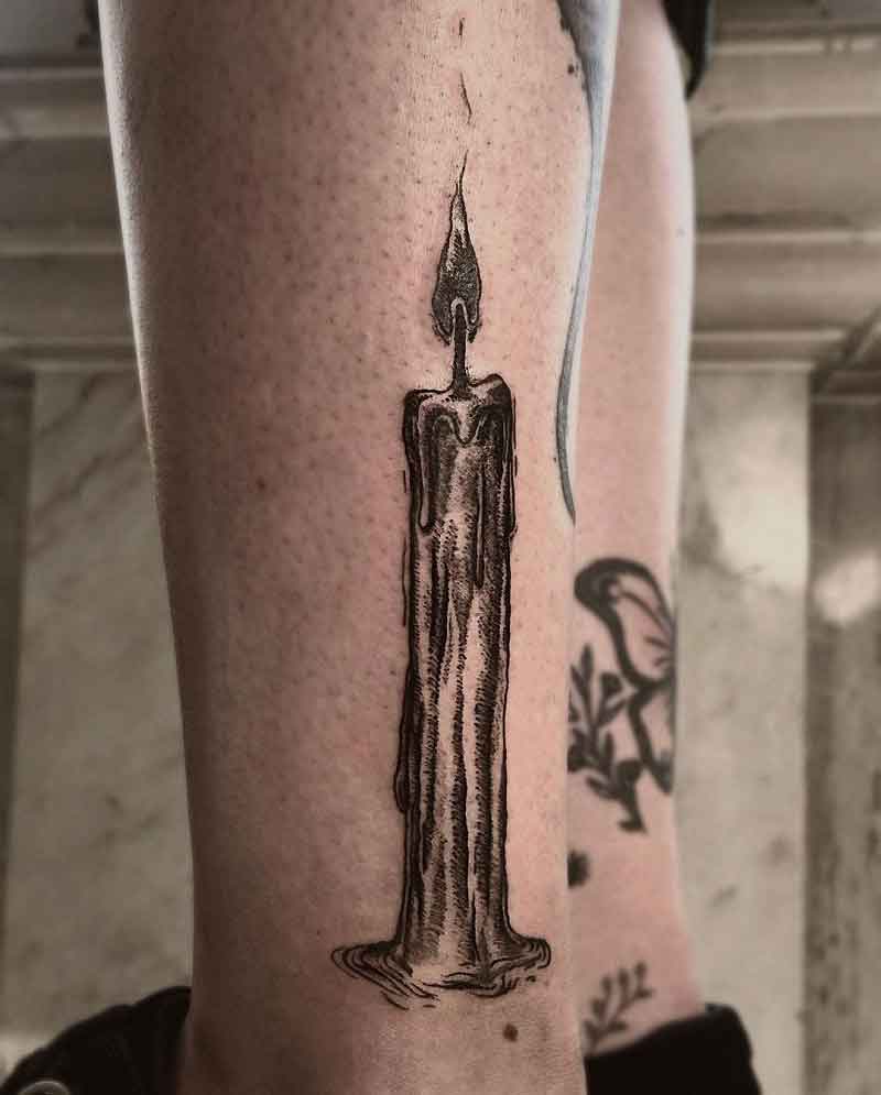 Negative Space Candle Tattoo 3