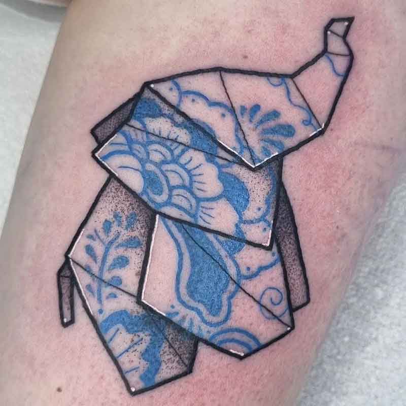 Origami Elephant Tattoo 2