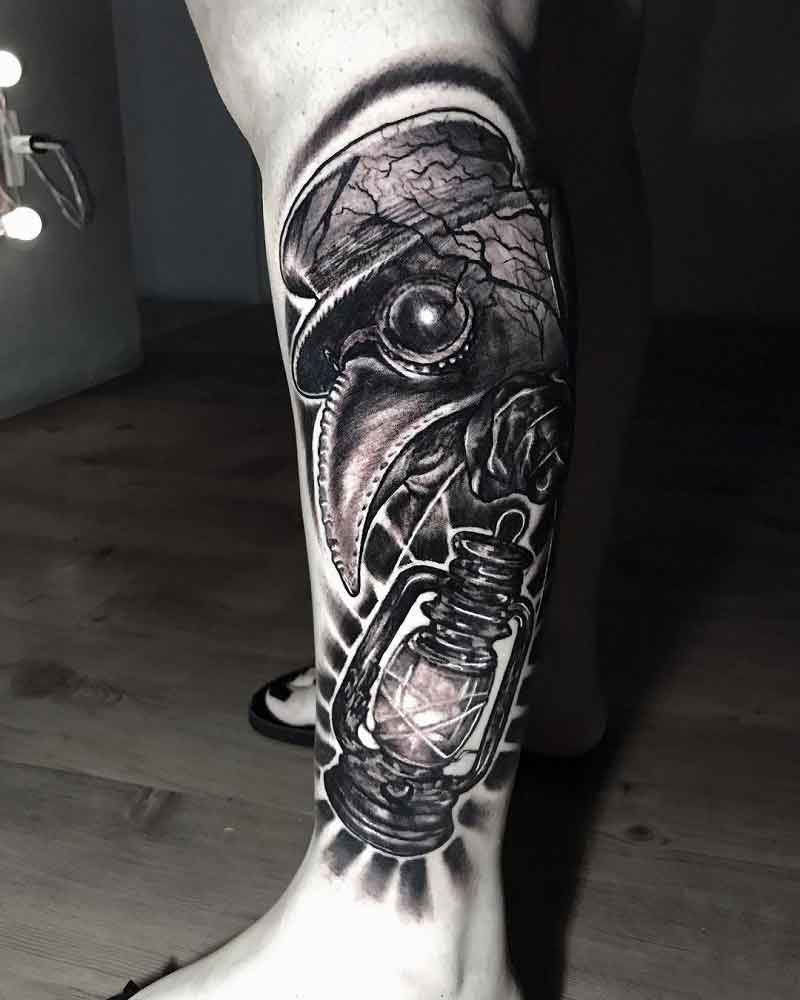 Plague Doctor Leg Tattoo 3