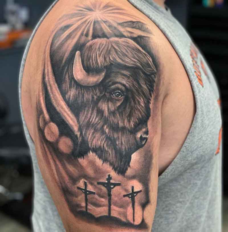 Realistic Bison Tattoo 3