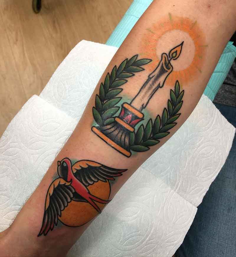 Religious Candle Tattoo 3