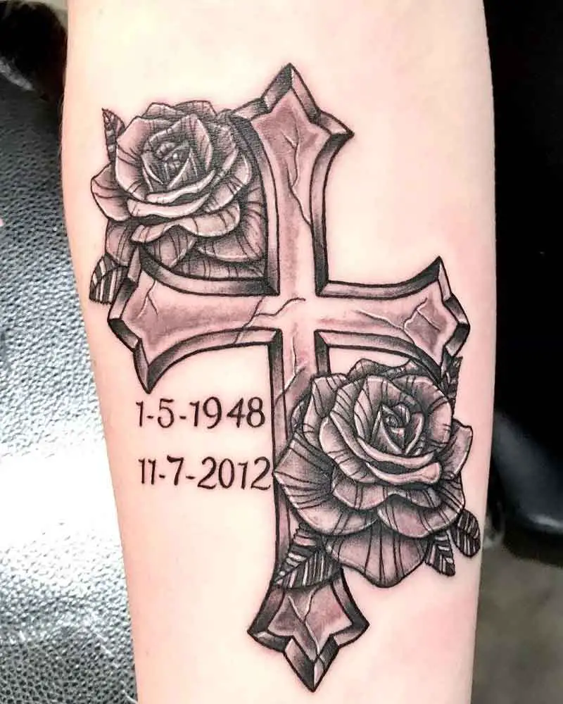 cross tattoos with roses for men