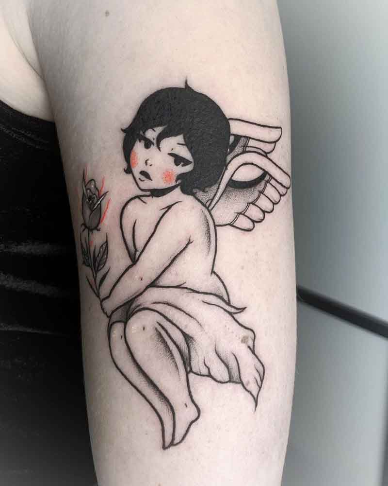 Sad Cupid Tattoo 1