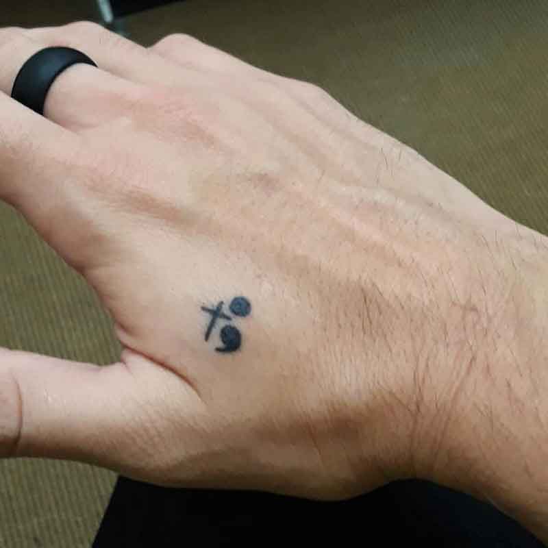 Semicolon Cross Tattoo 2