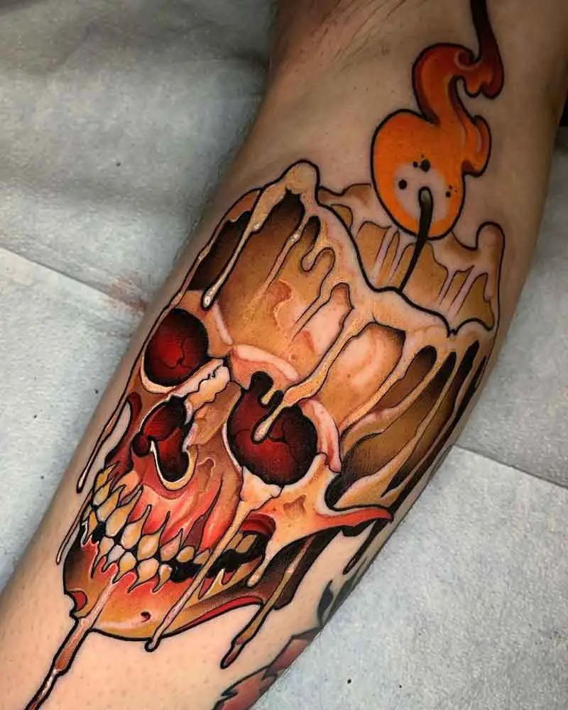 Burning candles on a skull on top of books Tattoo by Mike  Working Class  Art NJ Classic Literature tats  Skull tattoo Book candle Tattoos