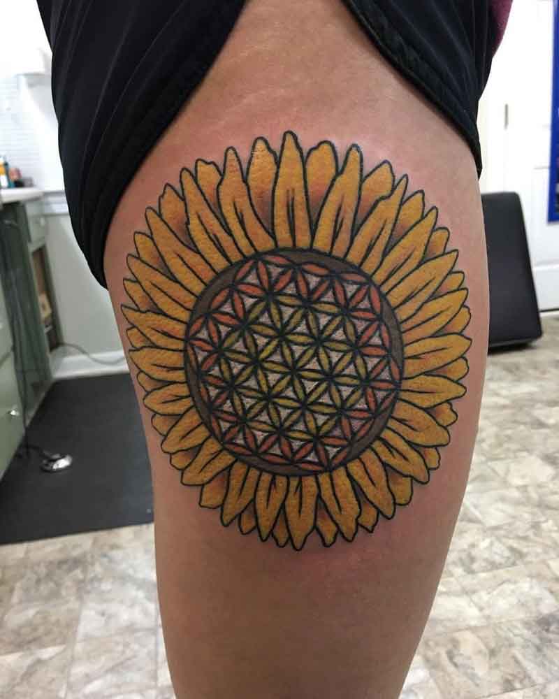 Sunflower Geometric Tattoo 3