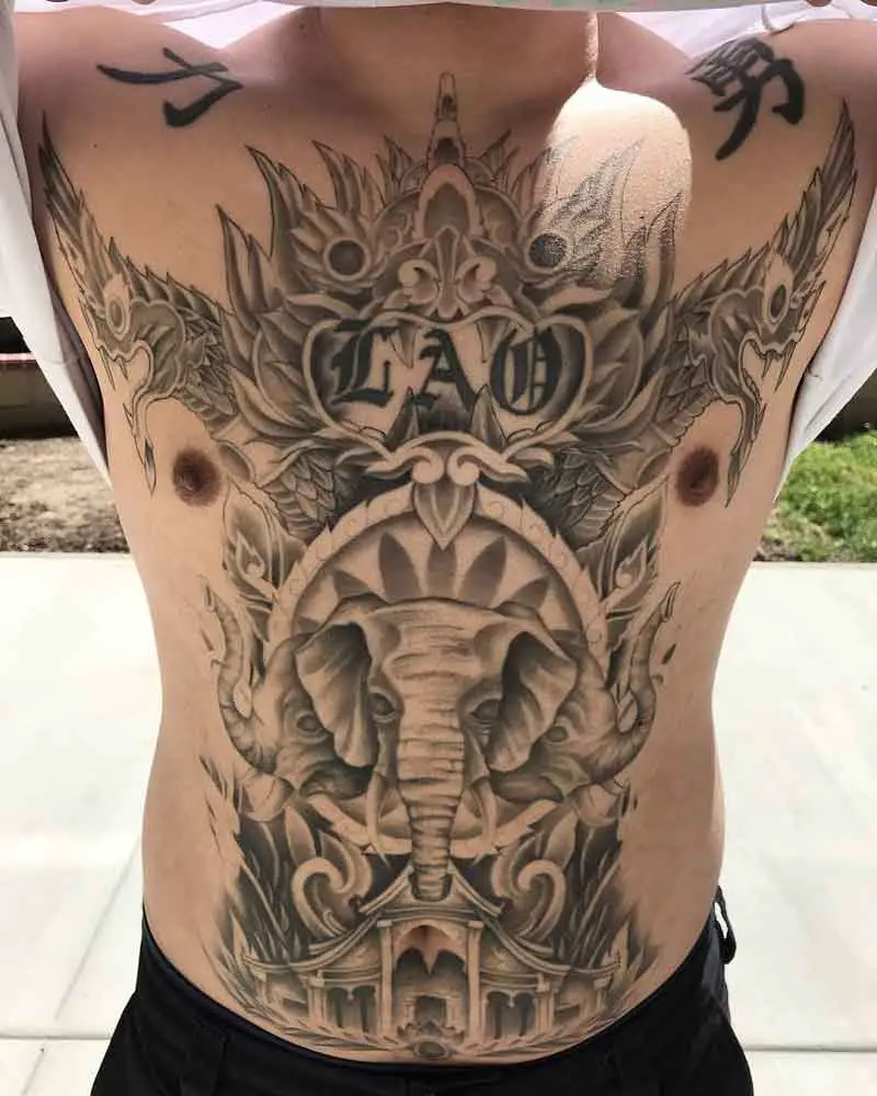 Three Headed Elephant Tattoo 3
